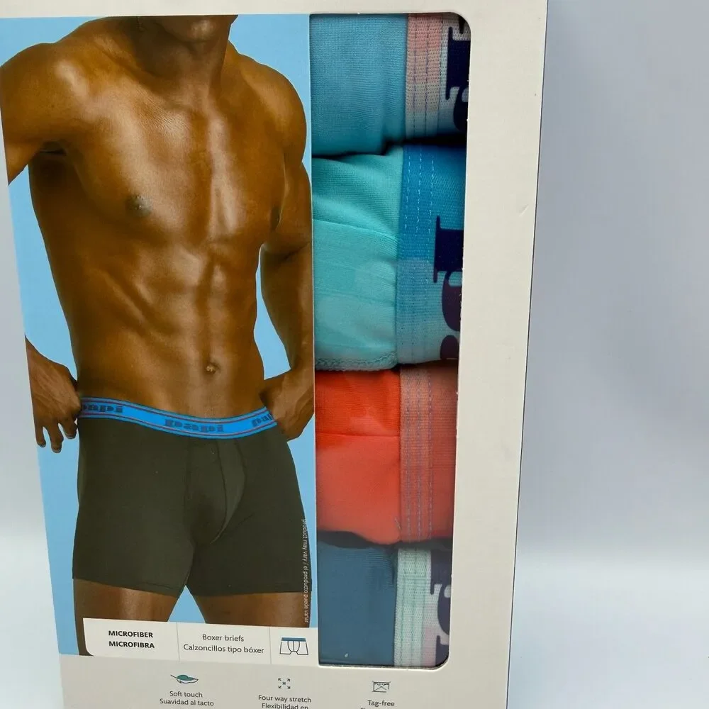 Papi Men’s Microfiber Boxer Briefs 4-Pack Contour Pouch Stretch M (32-34) NIB